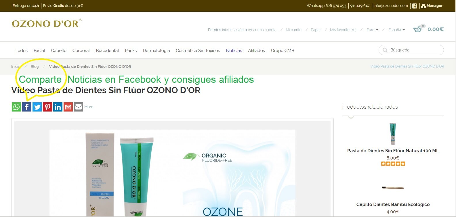 comparte noticias en facebook programa afiliados OZONO D'OR